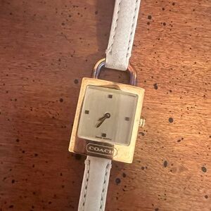 Vintage Coach watch in tan, gold and white, Y2K